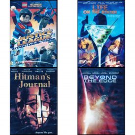 DVD Assorted Movies 4 Pack Fun Gift Bundle: LEGO DC Super Heroes: Justice League: Attack of the Legion of Doom! w/ Figurine  Life on the Rocks  Hitman's Journal  Beyond the Edge