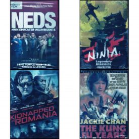 DVD Assorted Movies 4 Pack Fun Gift Bundle: Neds  Ninja Assassins: 4 Film Set   Kidnapped In Romania  Jackie Chan: The Kung Fu Years