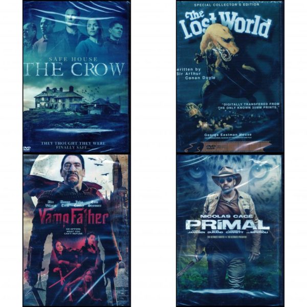 DVD Assorted Movies 4 Pack Fun Gift Bundle: Safe House The Crow  The Lost World  VampFather  Movie  Primal