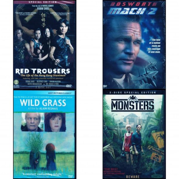 DVD Assorted Movies 4 Pack Fun Gift Bundle: Red Trousers Special Edition 2 Disc Set  Mach 2  Wild Grass  Monsters Two-Disc Special Edition + Digital Copy