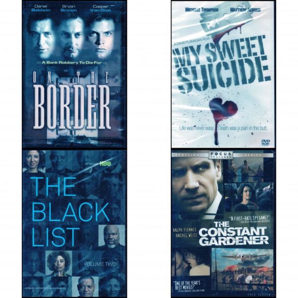 DVD Assorted Movies 4 Pack Fun Gift Bundle: On the Border  My Sweet Suicide: 13th Anniversary Edition  The Black List, Vol. 2   The Constant Gardener