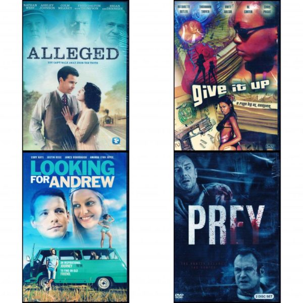 DVD Assorted Movies 4 Pack Fun Gift Bundle: ALLEGED  Give It Up  Looking For Andrew  Prey