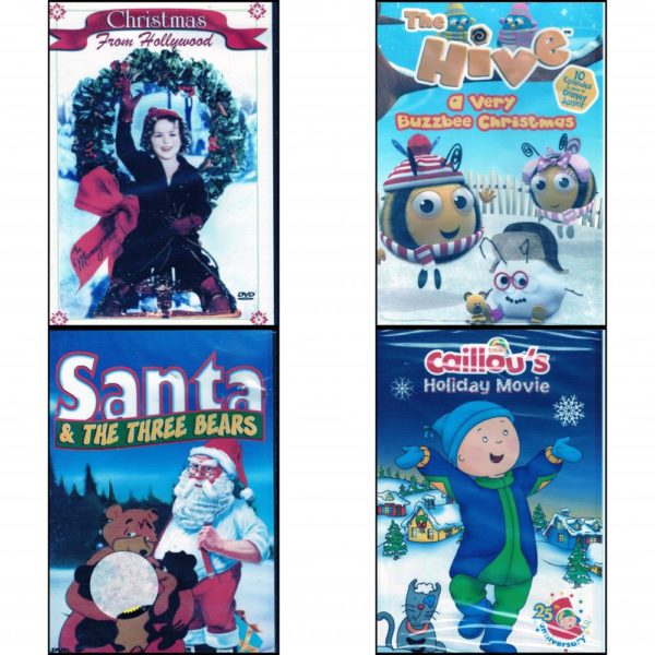 Christmas Holiday Movies DVD 4 Pack Assorted Bundle: Christmas from Hollywood   The Hive: A Very Buzzbee Christmas  Santa & the Three Bears  2004 Animated  CAILLOU: CAILLOU'S HOLIDAY MOVIE