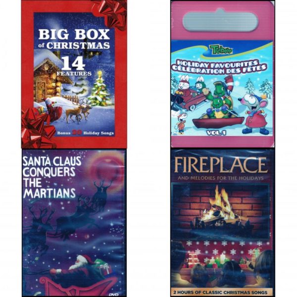 Christmas Holiday Movies DVD 4 Pack Assorted Bundle: Big Box of Christmas V.1  Treehouse Holiday Favourites V1  Santa Claus Conquers the Martians  FIREPLACE & MELODIES FOR THE HOLIDAYS