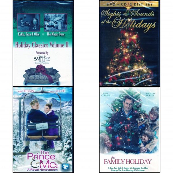 Christmas Holiday Movies DVD 4 Pack Assorted Bundle: Holiday  Classsics Vol. 2 Presented by Walter E. Smithe  Sights & Sounds of the Holidays  Prince and Me 3: A Royal Honeymoon  The Family Holiday