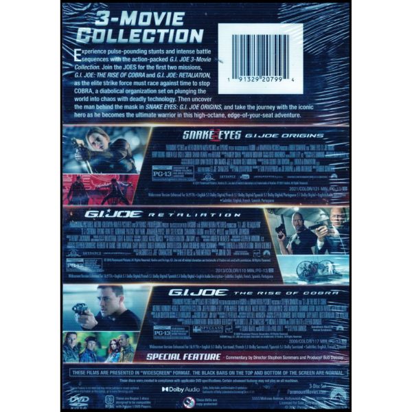 G.I. Joe 3 Movie Collection: Snake Eyes, Retaliation, The Rise of Cobra (DVD)