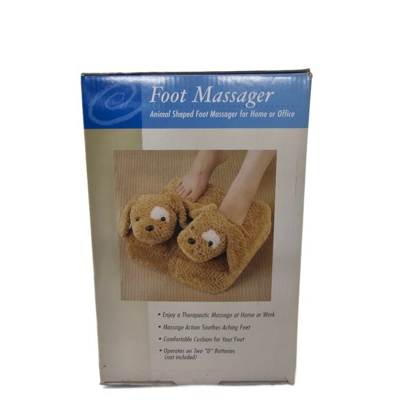 Animal Shaped Vibrating Foot Massager Plush Dog Tan White Eye Patch