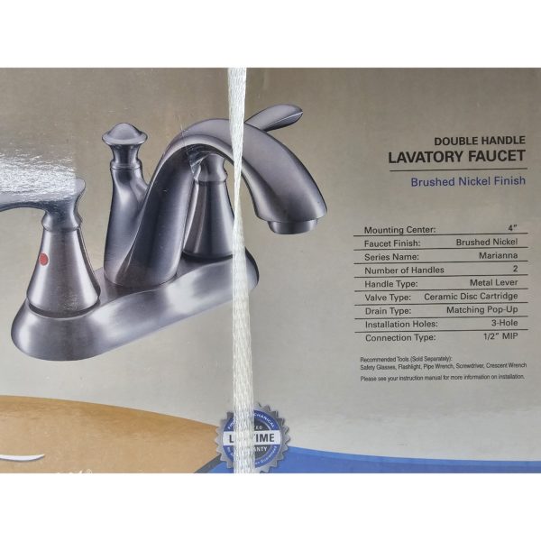 Tuscany Marianna Double Handle Lavatory Bathroom Faucet Brushed Nickel
