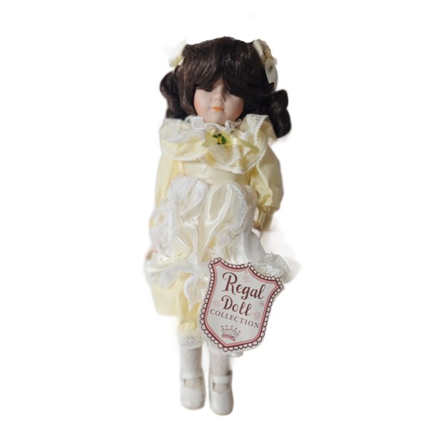 Vintage 1990 Regal Doll Collection "BRITTANY" Porcelain Doll 16" Yellow Prairie Dress Brunette