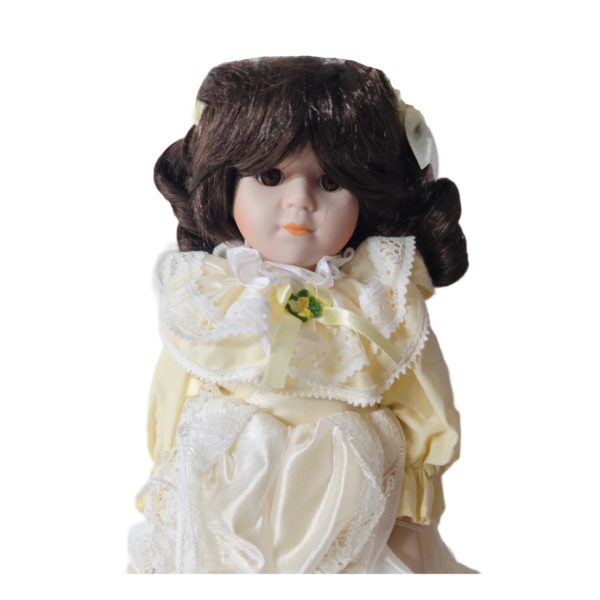 Vintage 1990 Regal Doll Collection "BRITTANY" Porcelain Doll 16" Yellow Prairie Dress Brunette