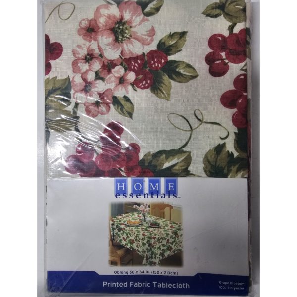 Home Essentials Printed Fabric Tablecloth "Grape Blossom" 60 x 84 Oblong