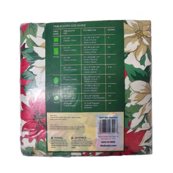 Pointsettia Vinyl Tablecloth 60 x 84 Oblong