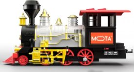 MOTA Classic Holiday Christmas Train Set with Real Smoke - Authentic Lights, and Sounds - A Full Set with Locomotive Engine, Cargo Cars, Tracks and Christmas Spirit