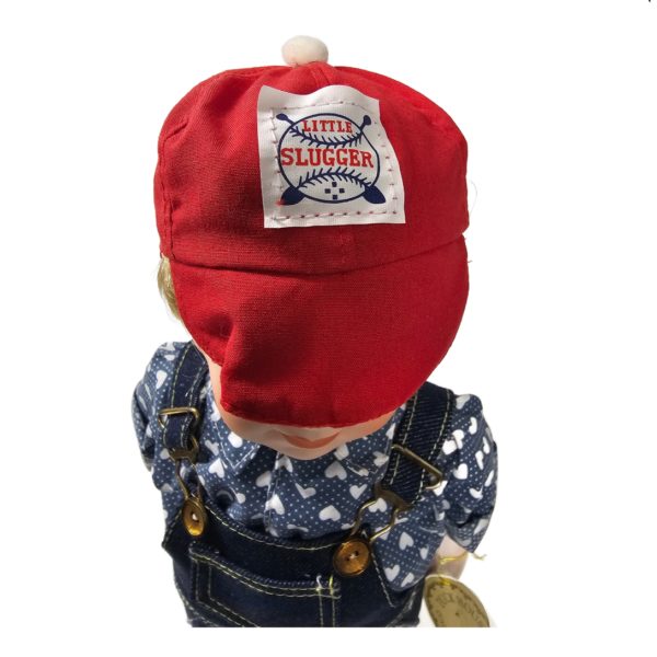 Little Slugger Boy In 1950's Denim Overalls Outfit Porcelain Doll 15 Inch