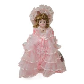 Vintage Musical Victorina Era Porcelain Doll "Scarlett" Plays "Carousel Waltz" 18 Inch by Victoria Impex Corp