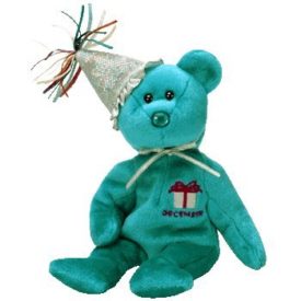 TY Beanie Baby BIRTHDAY BEARS December Birthday Bear with Hat