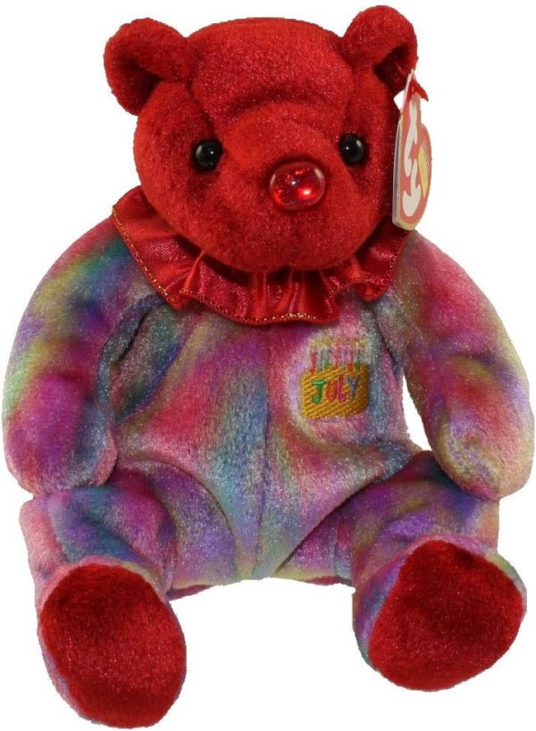 Ty Beanie Baby July Ruby Birthstone Teddy Happy Birthday Bear