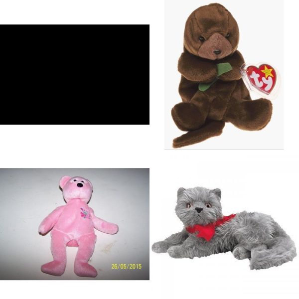 Assorted Ty Beanie Baby 4 Pack Bundle: Ty Beanie Babies - Chip the Cat Ty Beanie Babies - Seaweed The Otter Ty Beanie Babies Mum - Bear Ty Beanie Babies - Beani the Gray Long-haired Cat