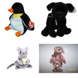 Assorted Ty Beanie Baby 4 Pack Bundle: Ty Beanie Baby + Waddle The Penguin 6.5 Inch 1995 TY Beanie Baby – LUKE the Black Lab Ty Beanie Babies - Cheddar The Mouse 2002 Ty Beanie Babies 2002 Signature Bear Retired