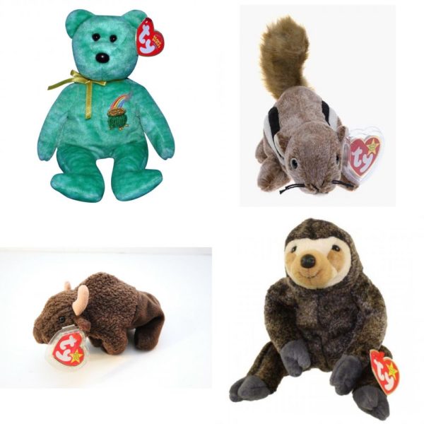 Assorted Ty Beanie Baby 4 Pack Bundle: TY Beanie Baby – KILLARNEY the Irish Bear 8.5 inch Ty Beanie Baby - Chipper The Chipmunk Beanie Babies Ty Roam the Buffalo TY Beanie Baby – SLOWPOKE the Sloth