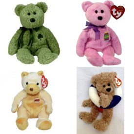 Assorted Ty Beanie Baby 4 Pack Bundle: Ty Beanie Babies - Shamrock the St Patricks Day Bear Ty Beanie Babies Eggs - Bear Ty Beanie Baby Cornbread Cracker Barrel Exclusive 2003 Ty Attic Treasures Allura 8 Plush Bear - 6058