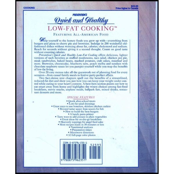 Prevention's Quick and Healthy Low-Fat Cooking: Featuring All-American Food (Hardcover)