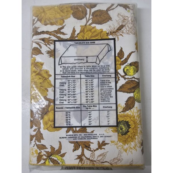 Vintage 1960's Fall Tapestry Gold-Brown Floral Vinyl Flannel Back Tablecloth 52 x 70 Oblong