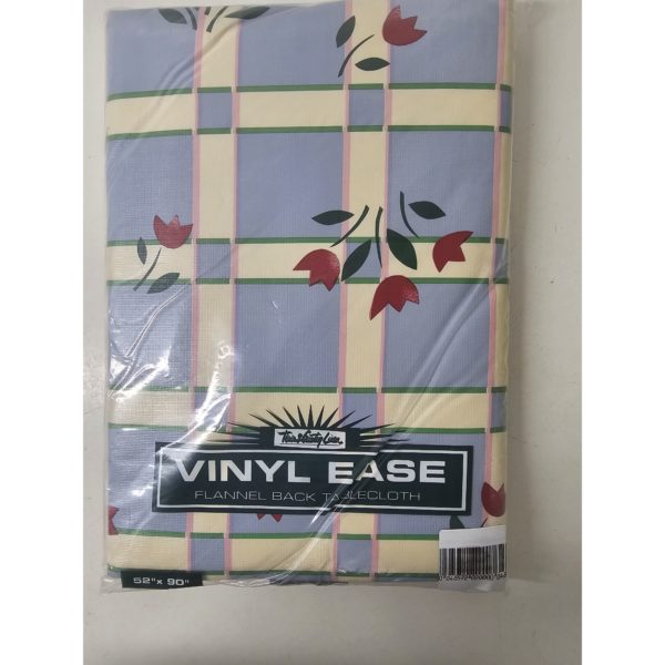 Town & Country Living "Boxed Tulips" Vinyl Flannel Back Tablecloth 52 x 90 Oblong