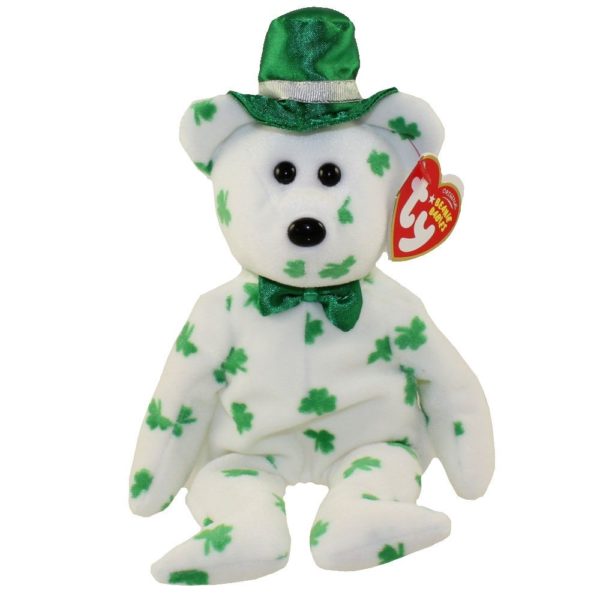 Assorted Ty Beanie Baby 4 Pack Bundle: Ty Beanie Baby - McWooly The Irish Shamrock Bear 2004 TY Beanie Baby - OFORTUNE the Irish Bear 9.5 inch TY Beanie Baby - ARIEL the Bear Beanie Baby Attic Treasures Collection PICCADILLY Jointed Clown Bear