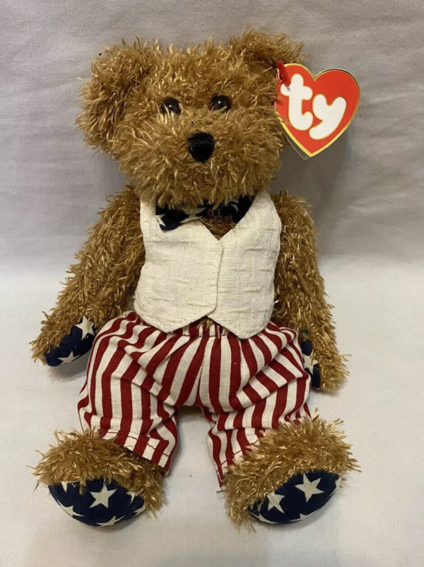 TY Attic Treasures Plush 8 Jointed Bear Revere Stars and Stripes Forever!