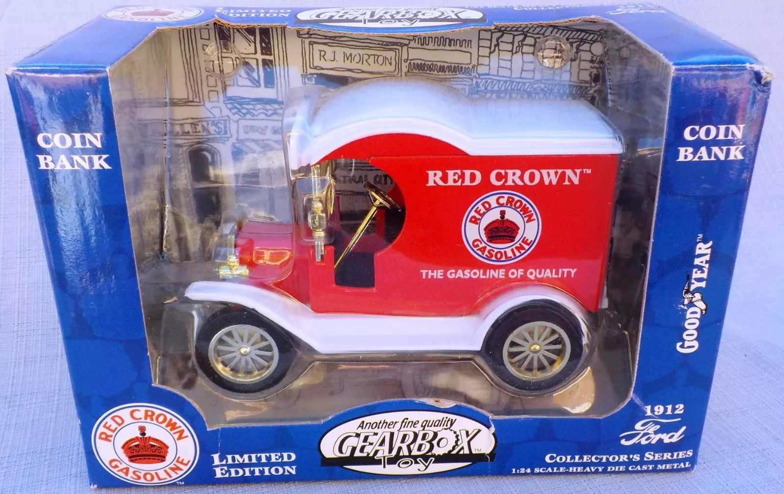 Gearbox 1912 Red Crown Gasoline Coin Bank Ford Delivery Truck 1/24 Scale