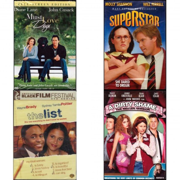 DVD Comedy Movies 4 Pack Fun Gift Bundle: Must Love Dogs Mother's Day Gift Set with Card and Gift Wrap  Superstar  List, The  WS  A Dirty Shame R Rated Version