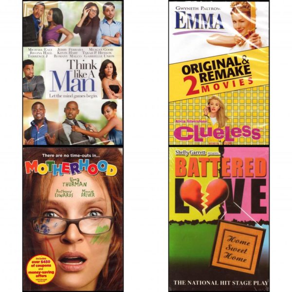 DVD Comedy Movies 4 Pack Fun Gift Bundle: Think Like a Man  Emma & Clueless - 2 Movie Presentation  Motherhood  Battered Love