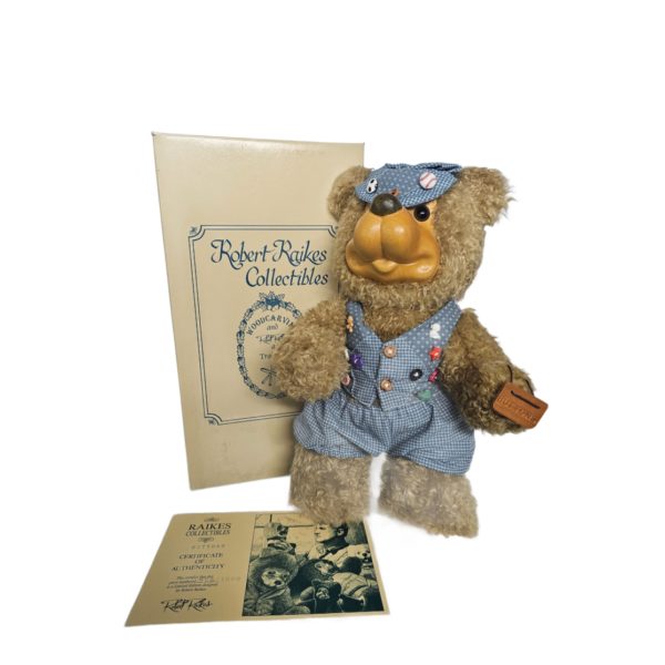 Robert Raikes 1997 Buttons Wooden Bear 14" Teddy Bear Limited Edition #810/1000