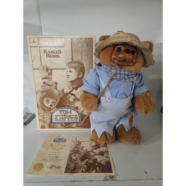 Robert Raikes 1992 "Tom Sawyer" Wood Face Bear 18" Teddy Bear Limited Edition #38585