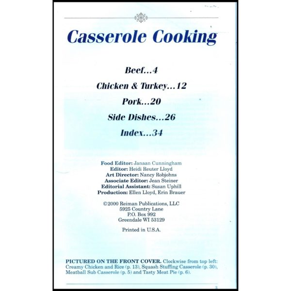 Casserole Cooking From Taste of Home Books (Small Format Staple Bound Booklet)