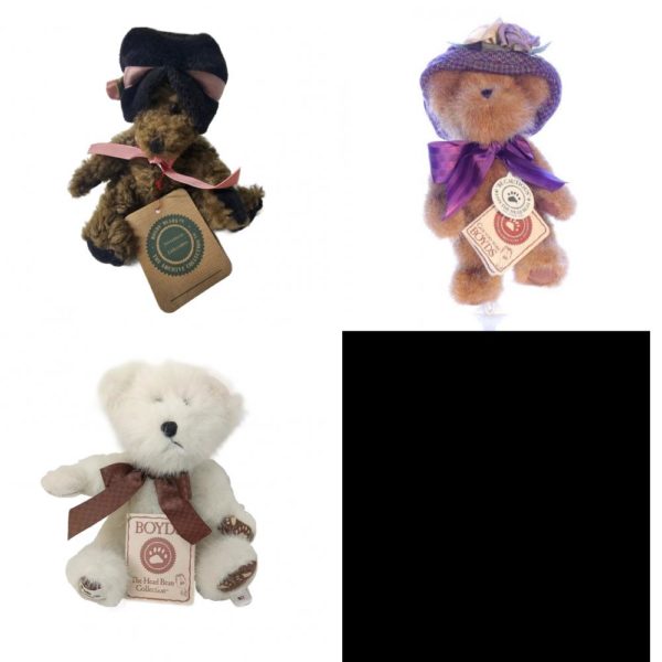 Assorted Ty Beanie Baby 4 Pack Bundle: Boyds Bear Archive Collection "Simone de Bearvoire" Minature Bear 6 Inch Plush Boyds Bears "Christiana Labearsley" T.J.'s Best Dressed 7 Inch Plush # #918446 Boyds Bears "Buddie B. Backpackin" 8 Inch Plush #02008-31 Boyds Bears Plush "Erin" 7" Red Velvet Jumper