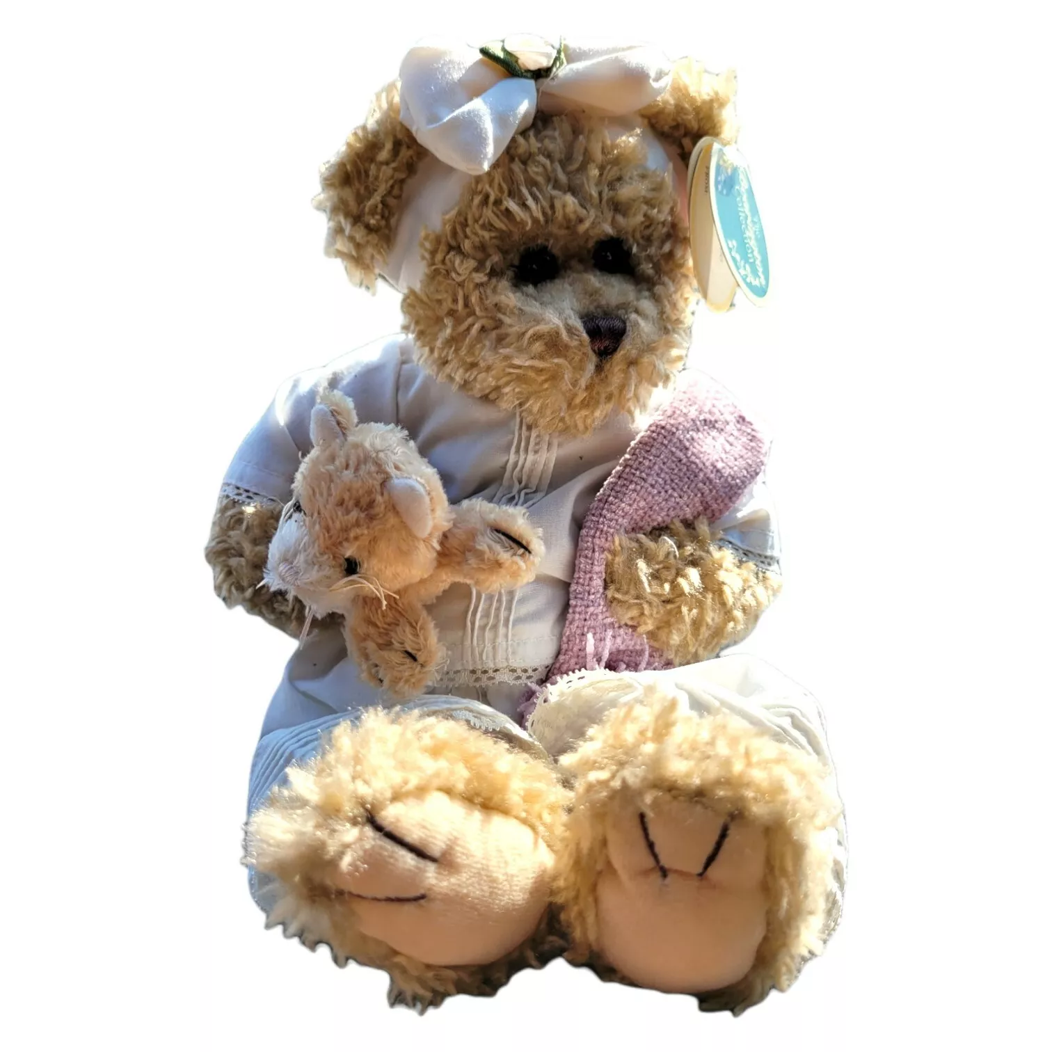 Bearington Collection "Cat Napper" Limited Series 1417 Teddy Bear Holding Kitty Cat