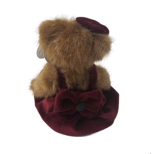 Bearington Collection "Polly" Teddy Bear Burgundy Velvet Dress #1108