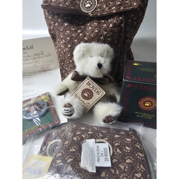 Boyds Bears 2008 Travelin' Membership 5 Piece w/ Backpack and Matching Coin Purse, Wallet, ID Holder RARE