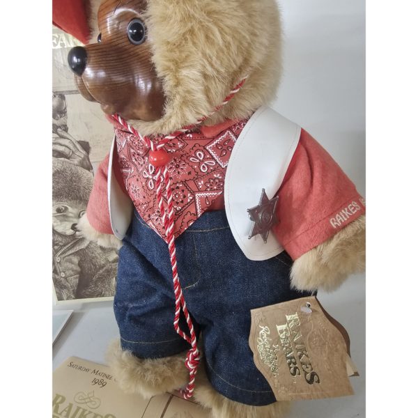 1989 Raikes Wood Face Teddy Bear "Jesse" Dressed as Sheriff 18" #660279