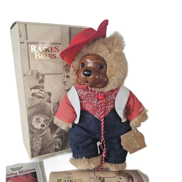 1989 Raikes Wood Face Teddy Bear "Jesse" Dressed as Sheriff 18" #660279