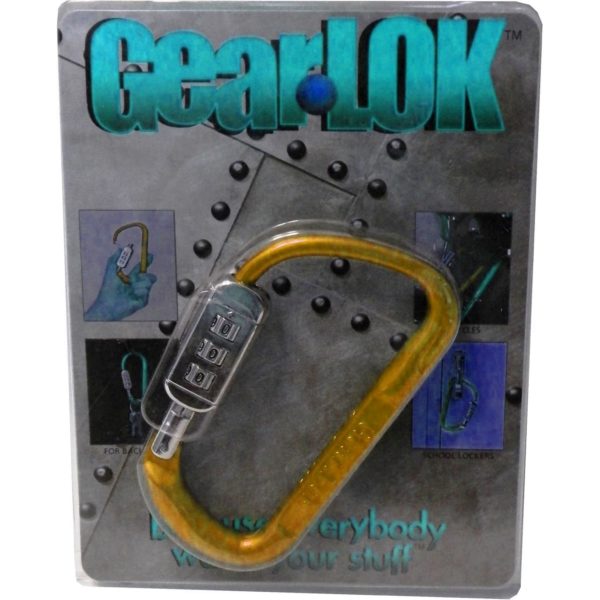 Gear-Lok Large Caribiner Style Combination Lock (Gold)