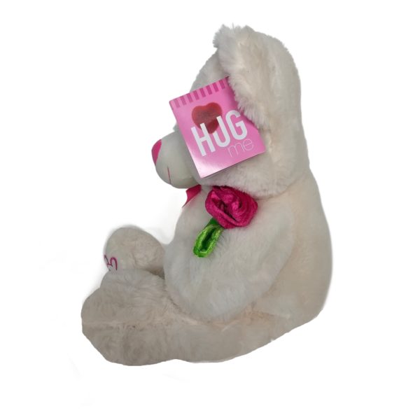 2018 Kellytoy Valentine's Day Hug Me Super Soft White Pink Teddy Bear With Flower 21 Inch