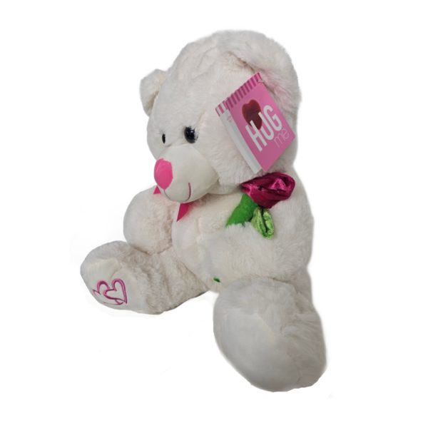 2018 Kellytoy Valentine's Day Hug Me Super Soft White Pink Teddy Bear With Flower 21 Inch