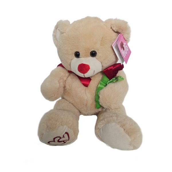 2018 Kellytoy Valentine's Day Hug Me Super Soft Tan Teddy Bear With Flower 21 Inch