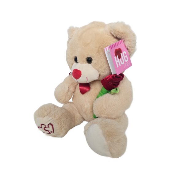 2018 Kellytoy Valentine's Day Hug Me Super Soft Tan Teddy Bear With Flower 21 Inch