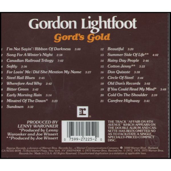 Gord's Gold  (Music CD)