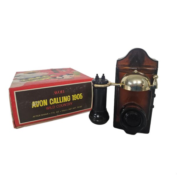 Vintage 1970's Avon Calling 1905 Wild Country After Shave & Talc Full (Antique Phone Bottle)