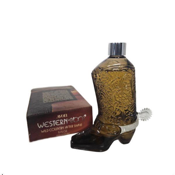 Vintage 1970's Avon Western Boot Glass Bottle Wild Country After Shave 5 fl. oz,
